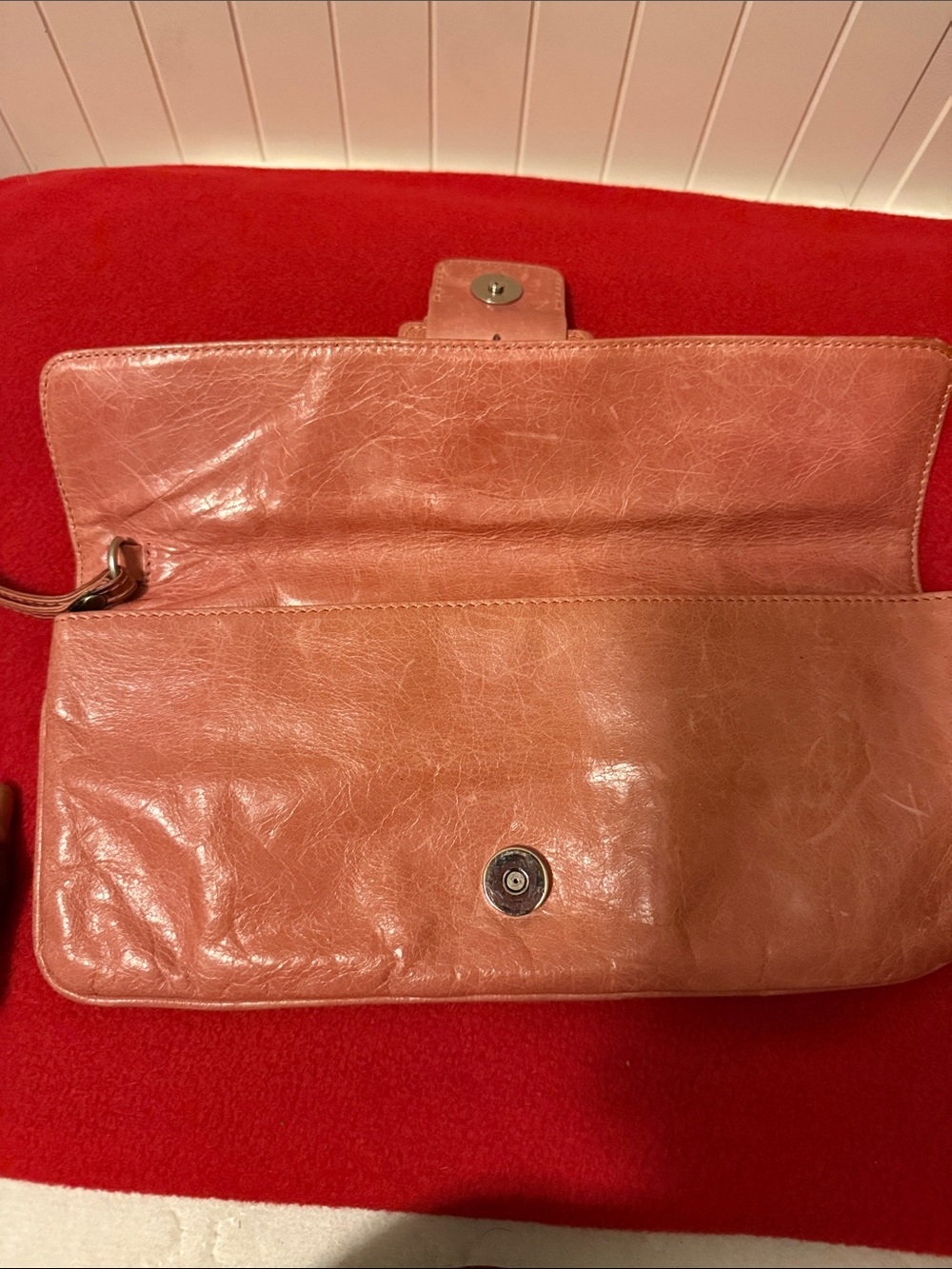 Vintage HOBO International Leather Buckle Clutch Wristlet Bag - Picture 4 of 10